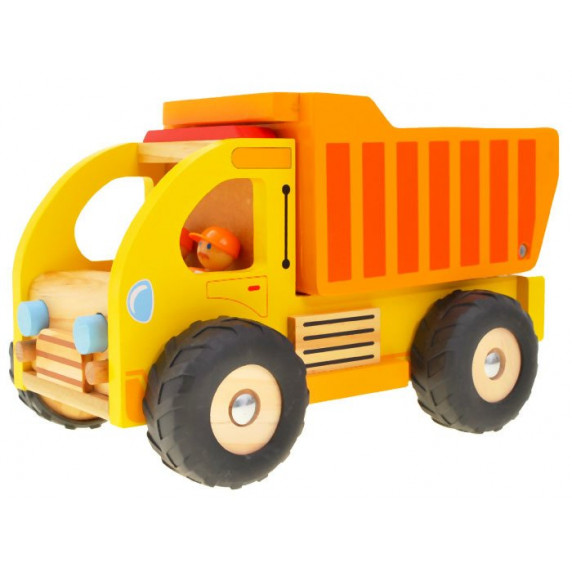 Detský sklápač drevený Inlea4Fun DUMP TRUCK - oranžový