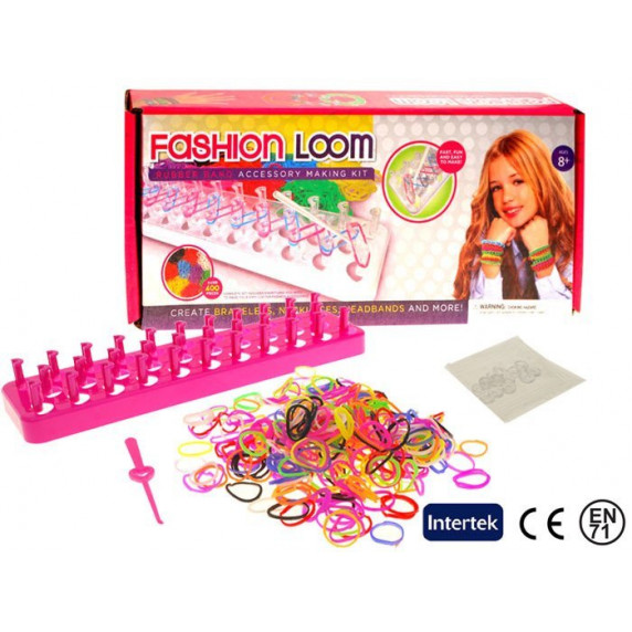 Farebné gumky pre výrobu náramkov 400 kusov Inlea4Fun FASHION Loom Band