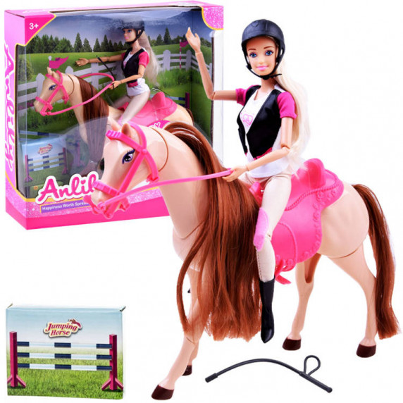 Bábika Anlily s chodiacim koníkom a doplnkami JUMPING HORSE