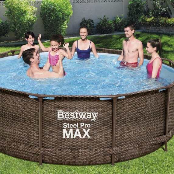 Rodinný bazén 366 x 100 cm + kartušová filtrácia a schodíky BESTWAY Steel Pro 56709