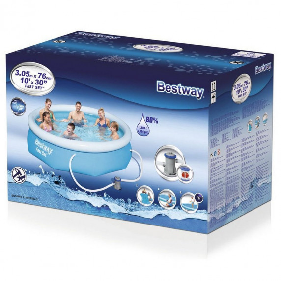 Samonosný rodinný bazén s kartušovou filtráciou 305 x 76 cm BESTWAY Fast Set  57270