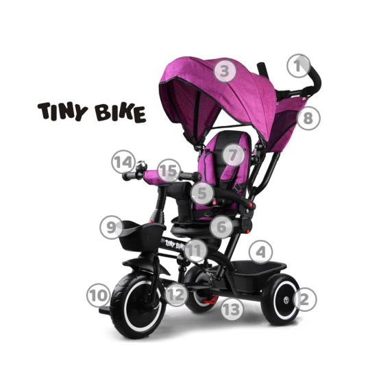 Trojkolka Tiny Bike 3 v 1 Inlea4Fun - fialová