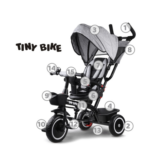 Trojkolka Tiny Bike 3 v 1 Inlea4Fun - sivá