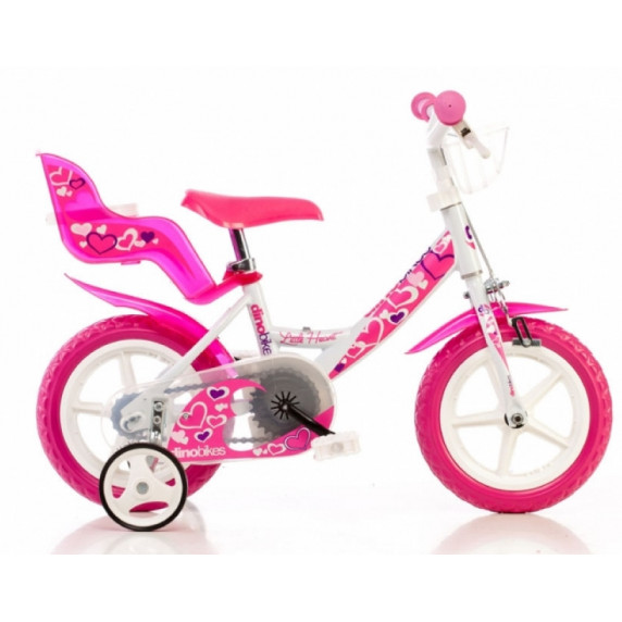 Detský bicykel DINO 12" - bielo/ružový 2019