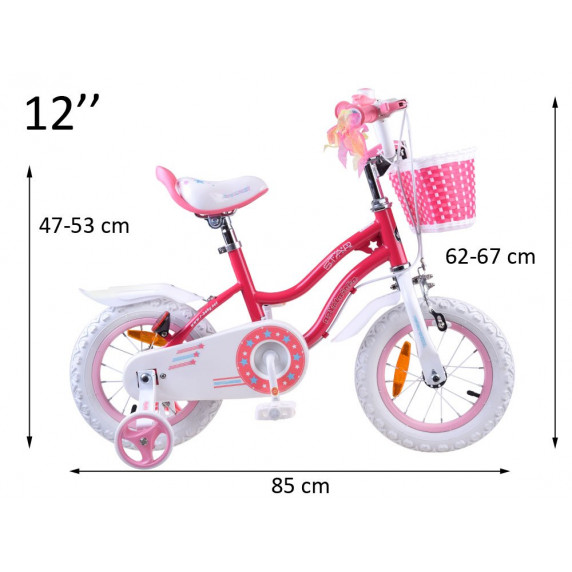 Detský bicykel ROYALBABY Star Girl 12" RB12G-1  - ruzové