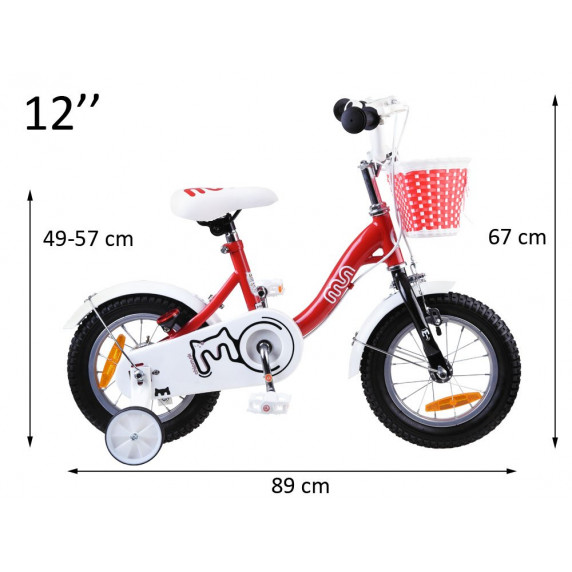 Detský bicykel ROYALBABY Chipmunk  MM 12" CM12-2 s vodiacou tyčou - červený