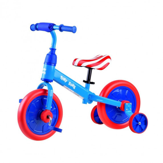 Inlea4Fun Detské cykloodrážadlo 3 v 1 Tiny Bike America - Modrá