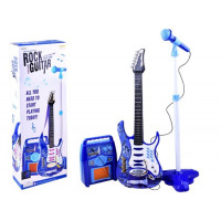 Elektrická gitara s mikrofónom a zosilňovačom Inlea4Fun - modrá 