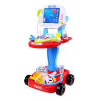 Detský lekársky vozík + 17 kusov príslušenstva Inlea4Fun MEDICAL PLAY SET - červený 