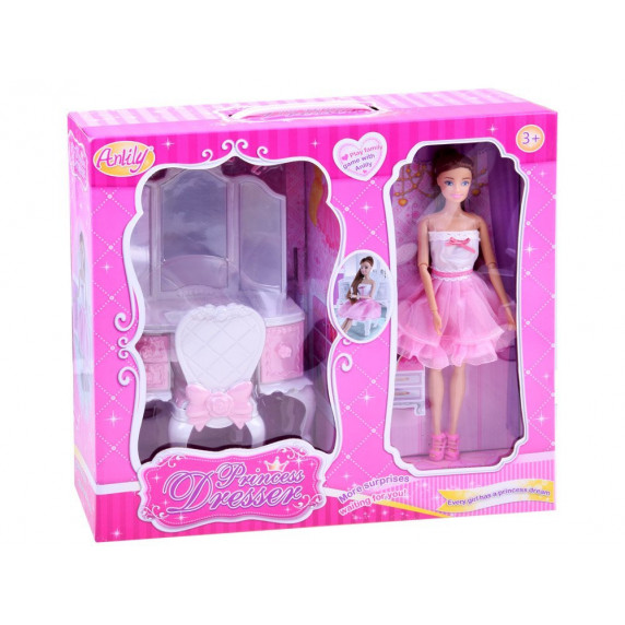 Bábika s toaletným stolíkom a príslušenstvom Inlea4Fun ANLILY Princess Dresser