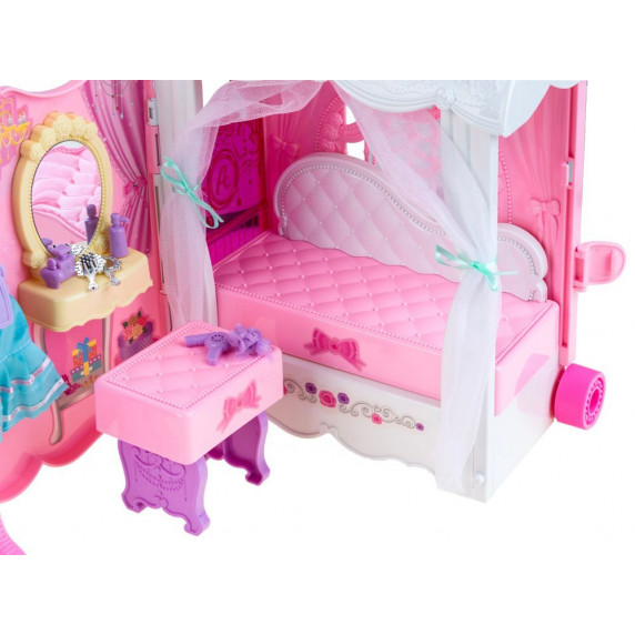 Rozkladací domček na kolieskach s bábikou Inlea4Fun Anlily DREAM BEDROOM