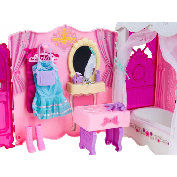 Rozkladací domček na kolieskach s bábikou Inlea4Fun Anlily DREAM BEDROOM