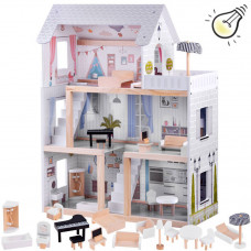 Drevený domček pre bábiky s LED osvetlením Inlea4Fun BOHO Preview