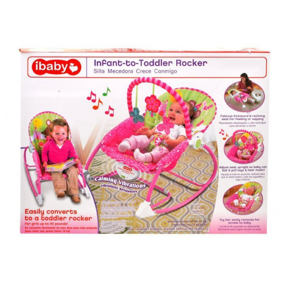 Detské lehátko s vibráciami Inlea4Fun TODDLER ROCKER - ružové