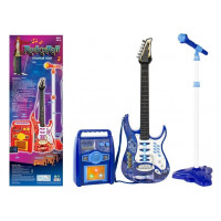 Elektrická gitara s mikrofónom a zosilňovačom Inlea4Fun ROCK 'N ROLL - modrá 