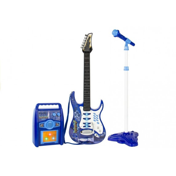 Elektrická gitara s mikrofónom a zosilňovačom Inlea4Fun ROCK 'N ROLL - modrá