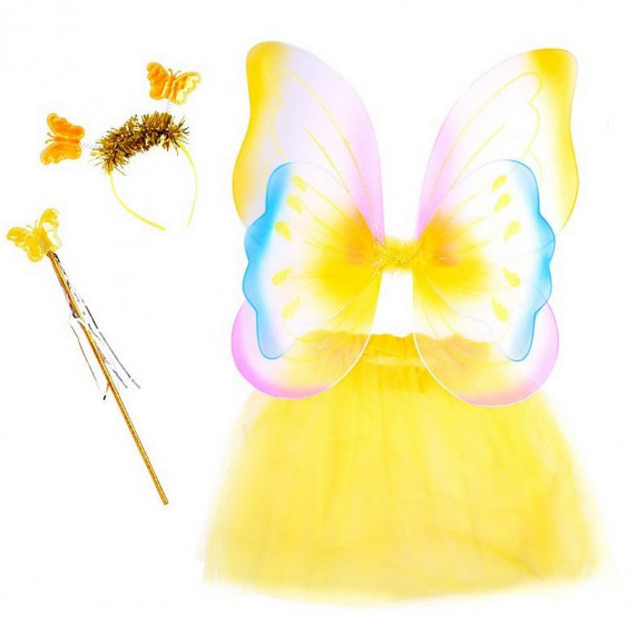 Inlea4Fun Detský kostým Motýlia víla s krídlami - žltý