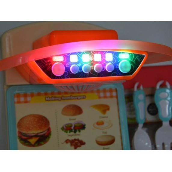 Detská kuchynka so zvukovými a svetelnými efektmi a doplnkami Inlea4Fun SIMULATION KITCHEN - červená