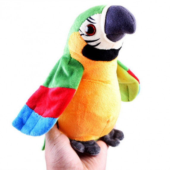 Hovoriaci plyšový papagáj Inlea4Fun ADORABLE ANIMAL - zelený