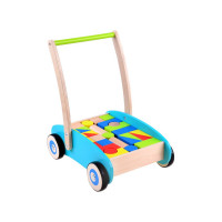 Drevený vozík s farebnými kockami 32 kusov Inlea4Fun WOODEN WAGON  