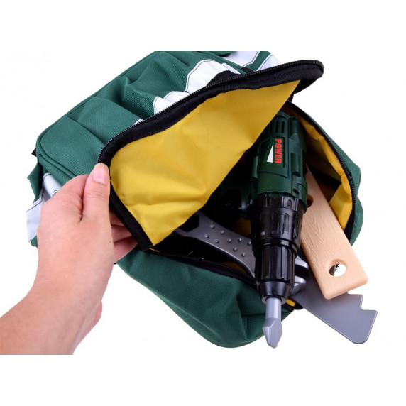 Detské náradie v zelenom ruksaku Inlea4Fun CRAFTSMAN'S TOOL BOX 