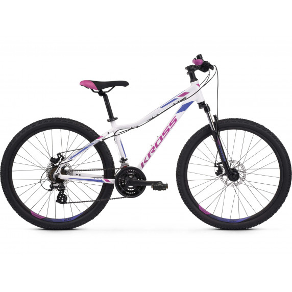 Dámsky horský bicykel LEA 3.0 DS 17" 2022 KROSS MTB WOMAN - lesklý biely / fialový