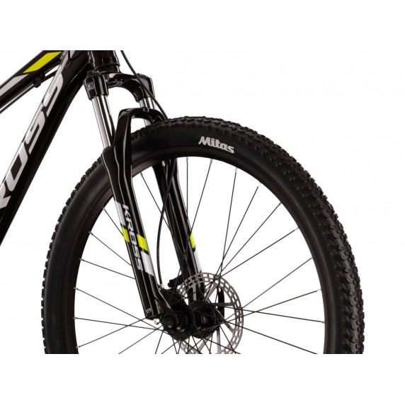 Pánsky horský bicykel HEXAGON 5.0 L 21" 2022 KROSS MTB - lesklý čierny/limetkový/šedý