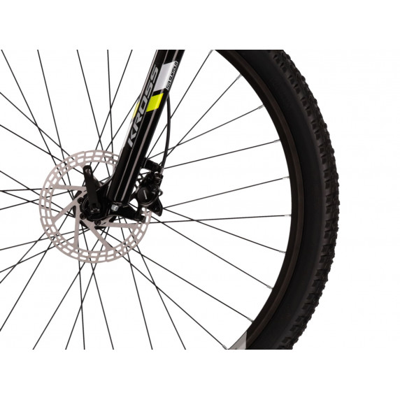 Pánsky horský bicykel HEXAGON 5.0 L 21" 2022 KROSS MTB - lesklý čierny/limetkový/šedý