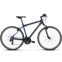 Pánsky bicykel Evado 1.0 21" L 2022 KROSS Cross - matný tmavomodrý/limetkový 