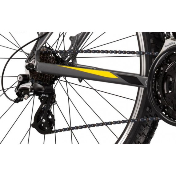 Pánsky horský bicykel KROSS MTB HEXAGON 2.0 L 21" 2022 - lesklý grafitový / čierny / žltý