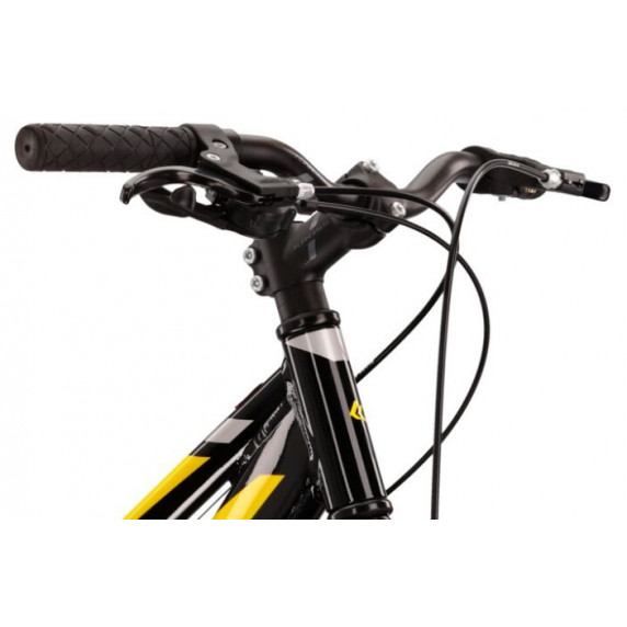 Detský bicykel HEXAGON Jr. 1.0 12" 2022 KROSS - lesklý čierny/strieborný/žltý