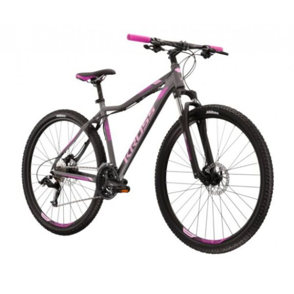 Dámsky horský bicykel LEA 5.0 DXS 16" 2022 KROSS MTB WOMAN - matný grafitový/ružový/fialový