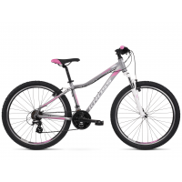 Dámsky horský bicykel LEA 2.0 15" XS 2022 KROSS MTB WOMAN - matný strieborný / biely / ružový 