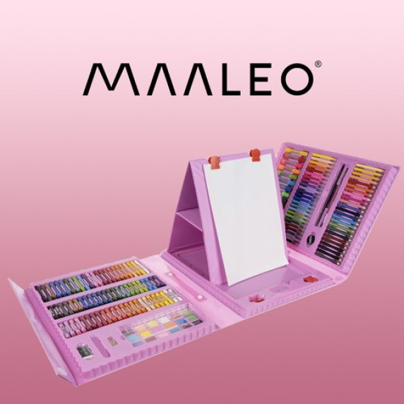 Maliarska sada v kufríku 208 dielikov MAALEO - ružová - 17239