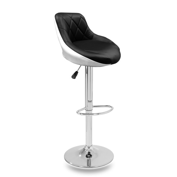 Barová stolička Aga MR2000BW-Silver- strieborný rám/čierna/biela