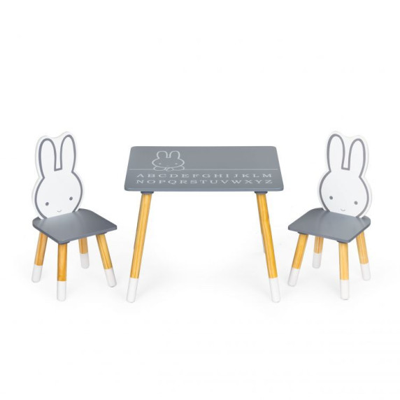 Detský stôl so stoličkami ECO TOYS Zajačik - sivý