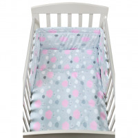 Detské posteľné obliečky 3-dielne 90 x 120 cm NEW BABY - obláčiky ružové 