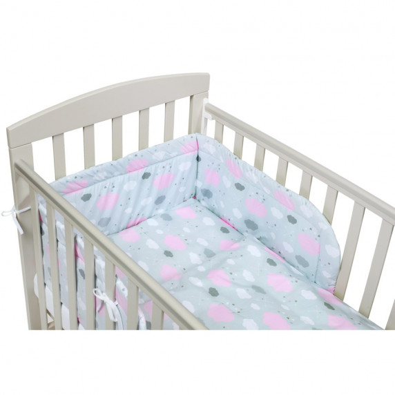 Detské posteľné obliečky 3-dielne 90 x 120 cm NEW BABY - obláčiky ružové