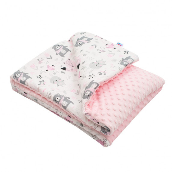 Detská deka z Minky s výplňou 80 x 102 cm NEW BABY Medvedíkovia - ružová