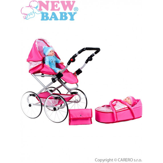 Detský Retro kočík pre bábiky 2v1 New Baby Natálka ružový