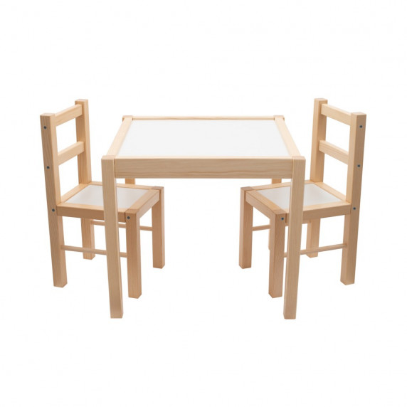 New Baby PRIMA detský drevený stôl so stoličkami - Prírodný