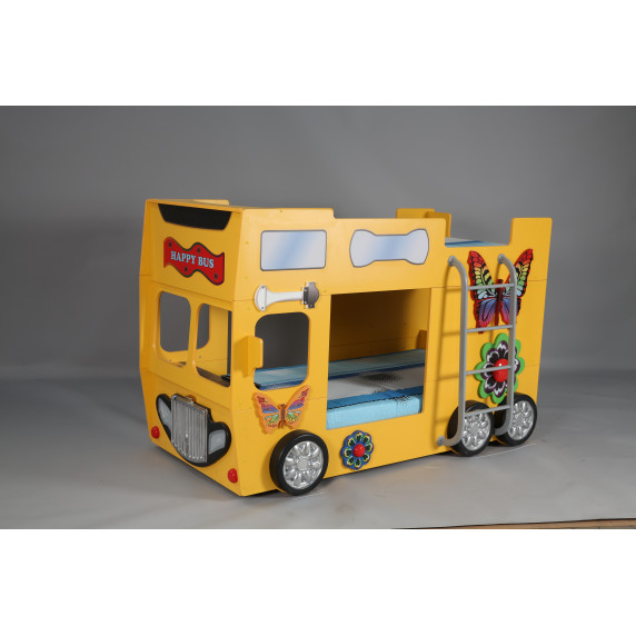 Detská poschodová postieľka Happy Bus Inlea4Fun - žltá