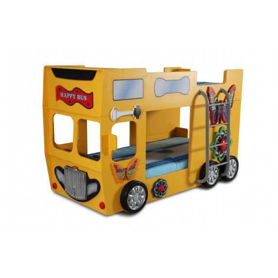 Detská poschodová postieľka Happy Bus Inlea4Fun - žltá