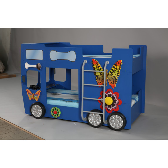 Detská poschodová postieľka Happy Bus Inlea4Fun - modrá