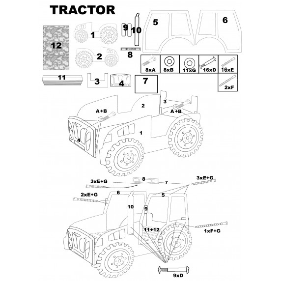 Detská postieľka Traktor Farmer Inlea4Fun - zelená