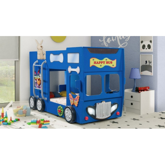 Detská poschodová postieľka Happy Bus Inlea4Fun - modrá