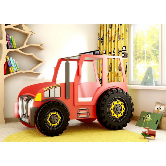 Detská postieľka Traktor Farmer Inlea4Fun - červená