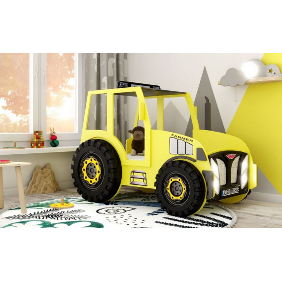 Detská postieľka Traktor Farmer Inlea4Fun - žltá