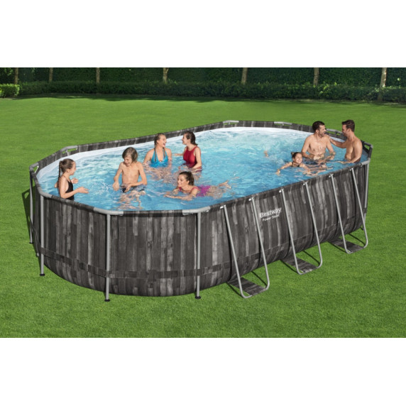 Rodinný bazén 610 x 366 x 122 cm + kartušová filtrácia a schodíky BESTWAY Power Steel 5611R