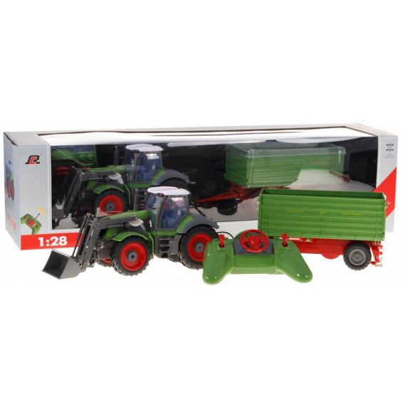 RC Traktor s prívesom na diaľkové ovládanie Inlea4Fun FARM TRAKTOR - zelený